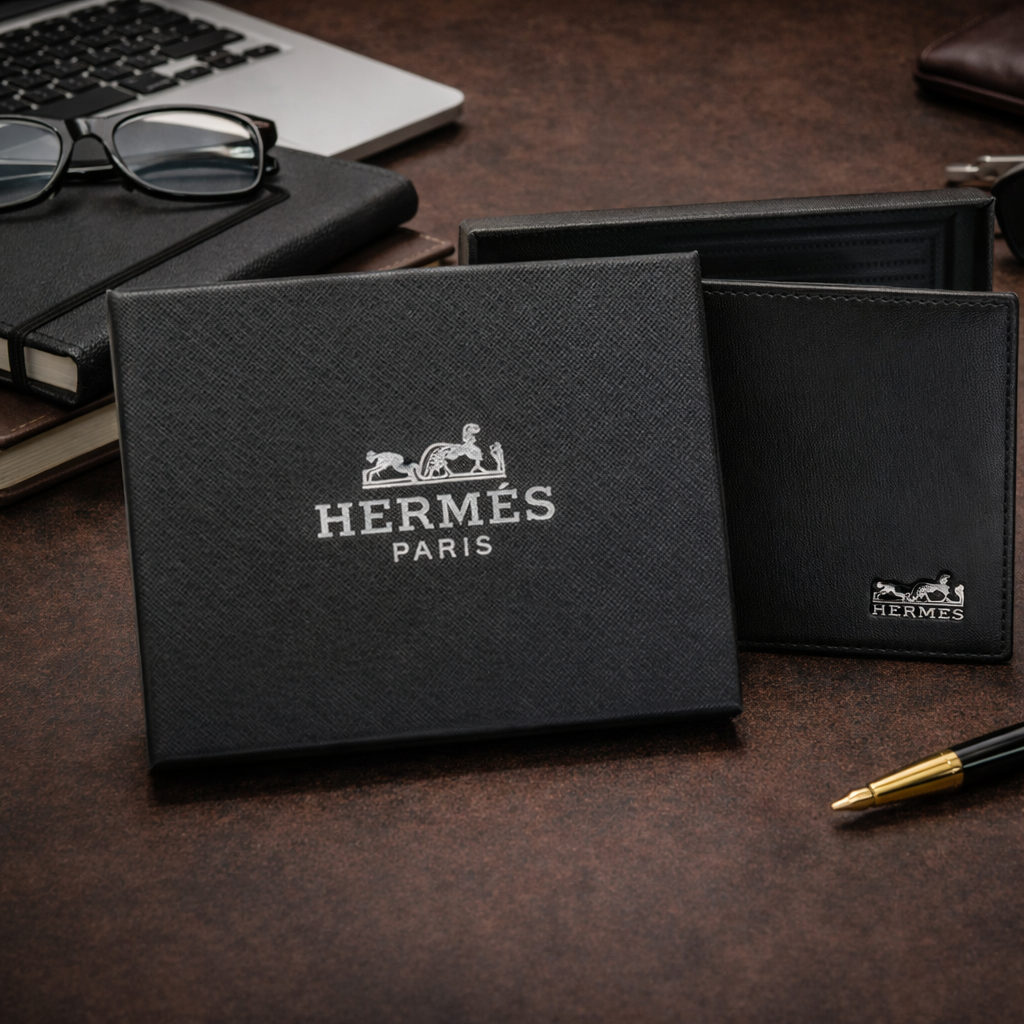 Luxury Leather Hermes Wallet with Box - PocketHub Special edition