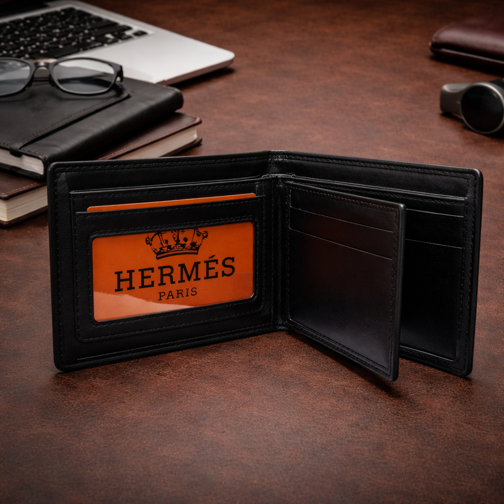 Luxury Leather Hermes Wallet with Box - PocketHub Special edition