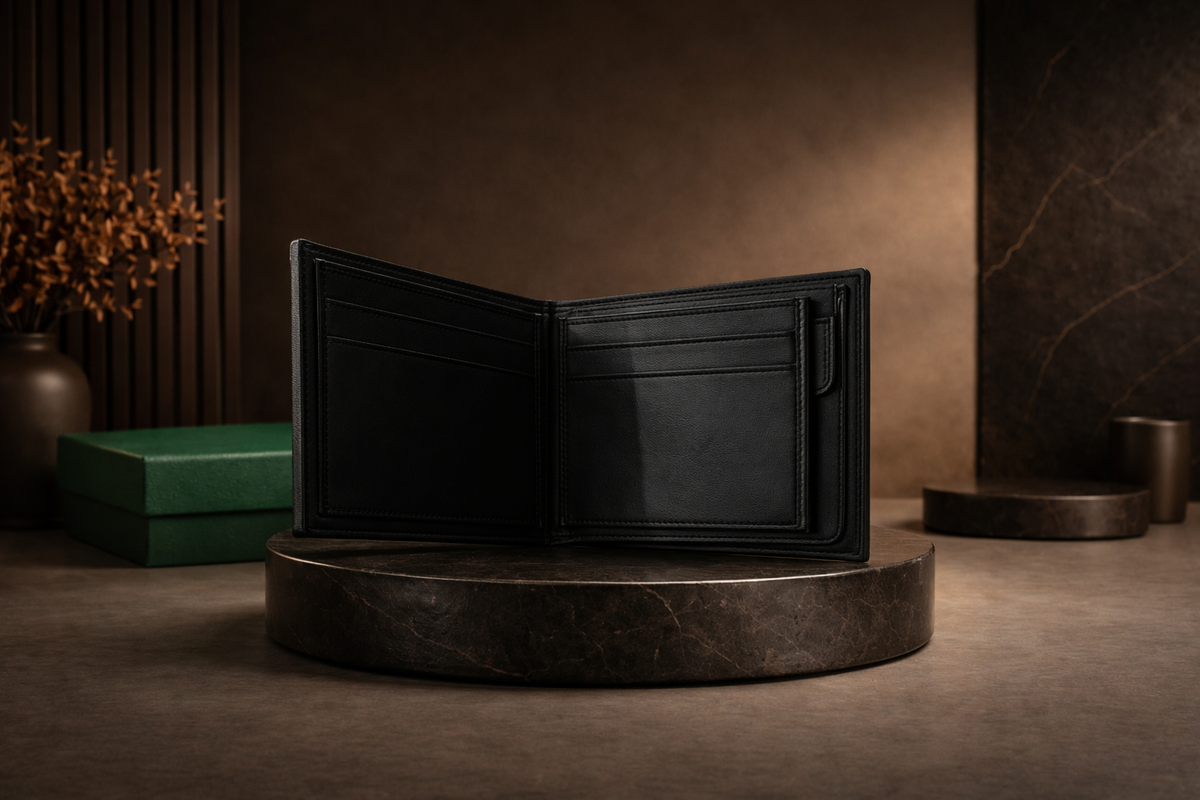 Classic D-Black Leather Wallet with Box - Pockethub Classic Edition