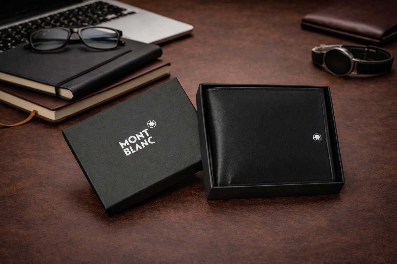 Luxury Leather Montblanc Wallet with Box - PocketHub Special edition