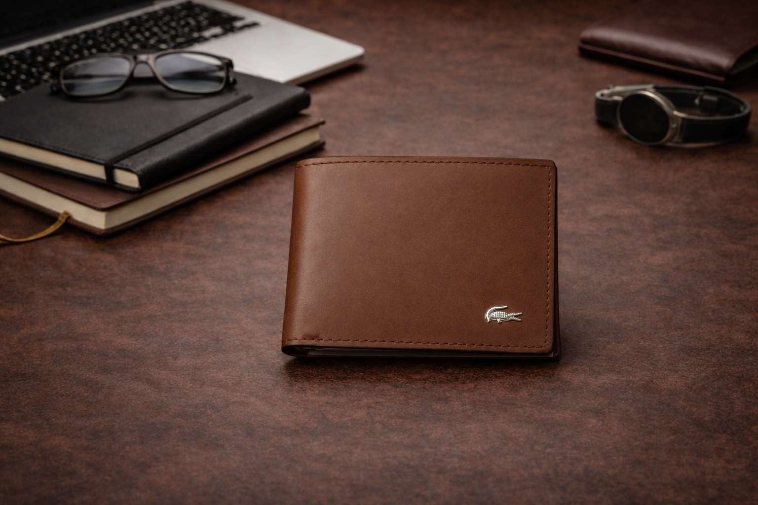 Luxury Leather Brown Lacoste Wallet with Box - PocketHub Special edition