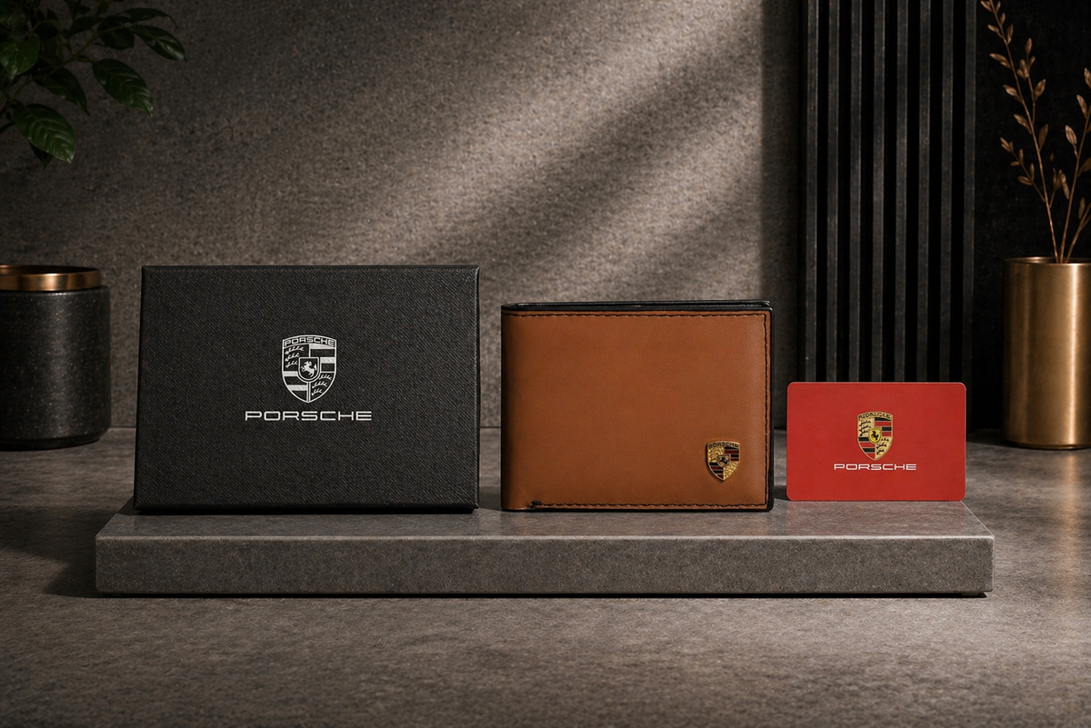 Luxury Leather Porsche Wallet with Box - PocketHub Special edition