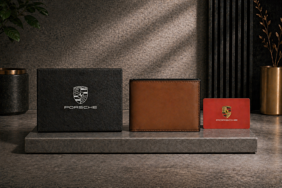Luxury Leather Porsche Wallet with Box - PocketHub Special edition