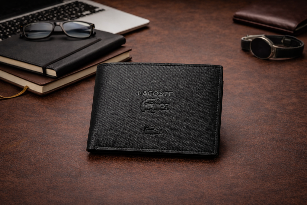 Luxury Leather Black Lacoste Wallet with Box - PocketHub Special edition