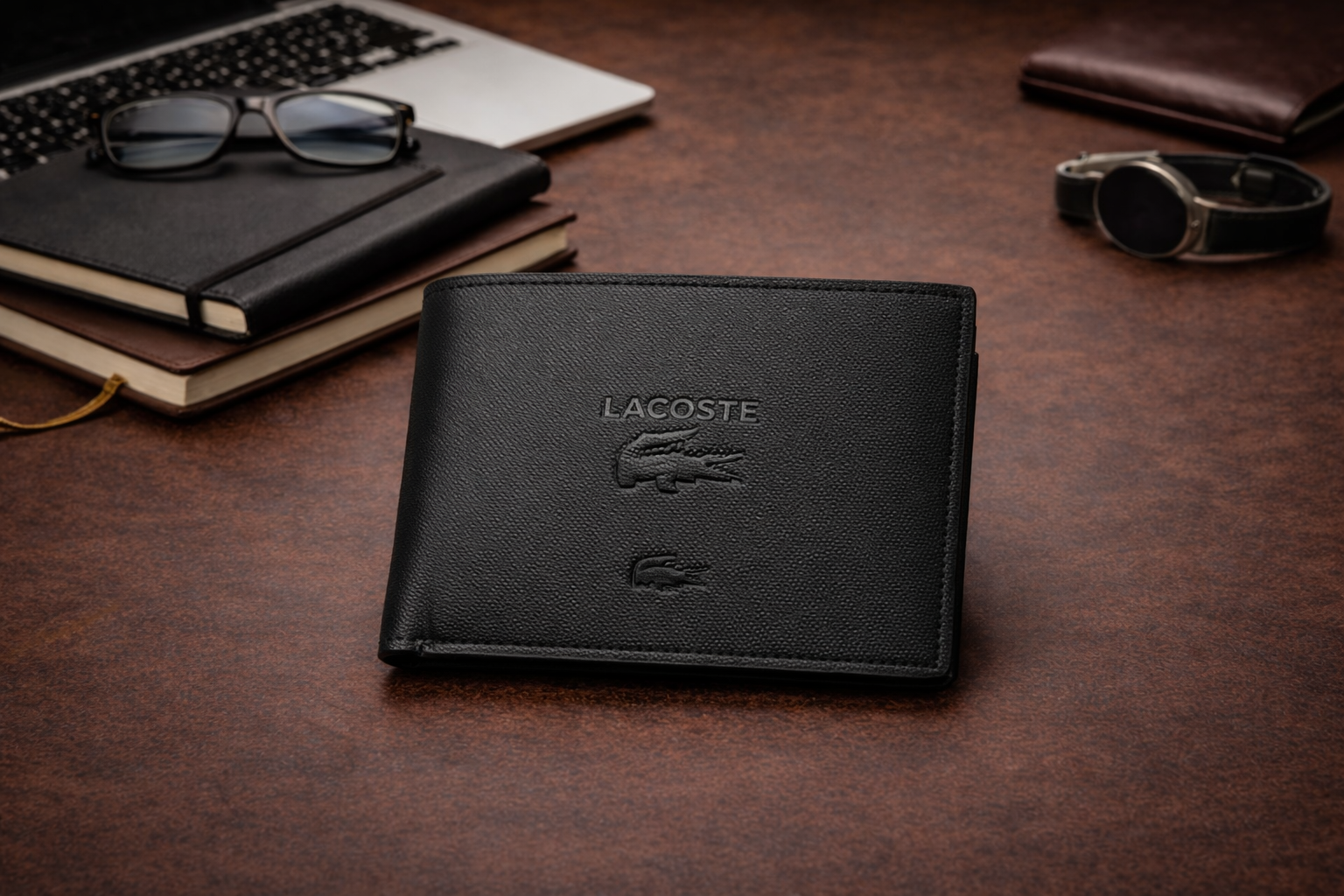 Luxury Leather Black Lacoste Wallet with Box - PocketHub Special edition