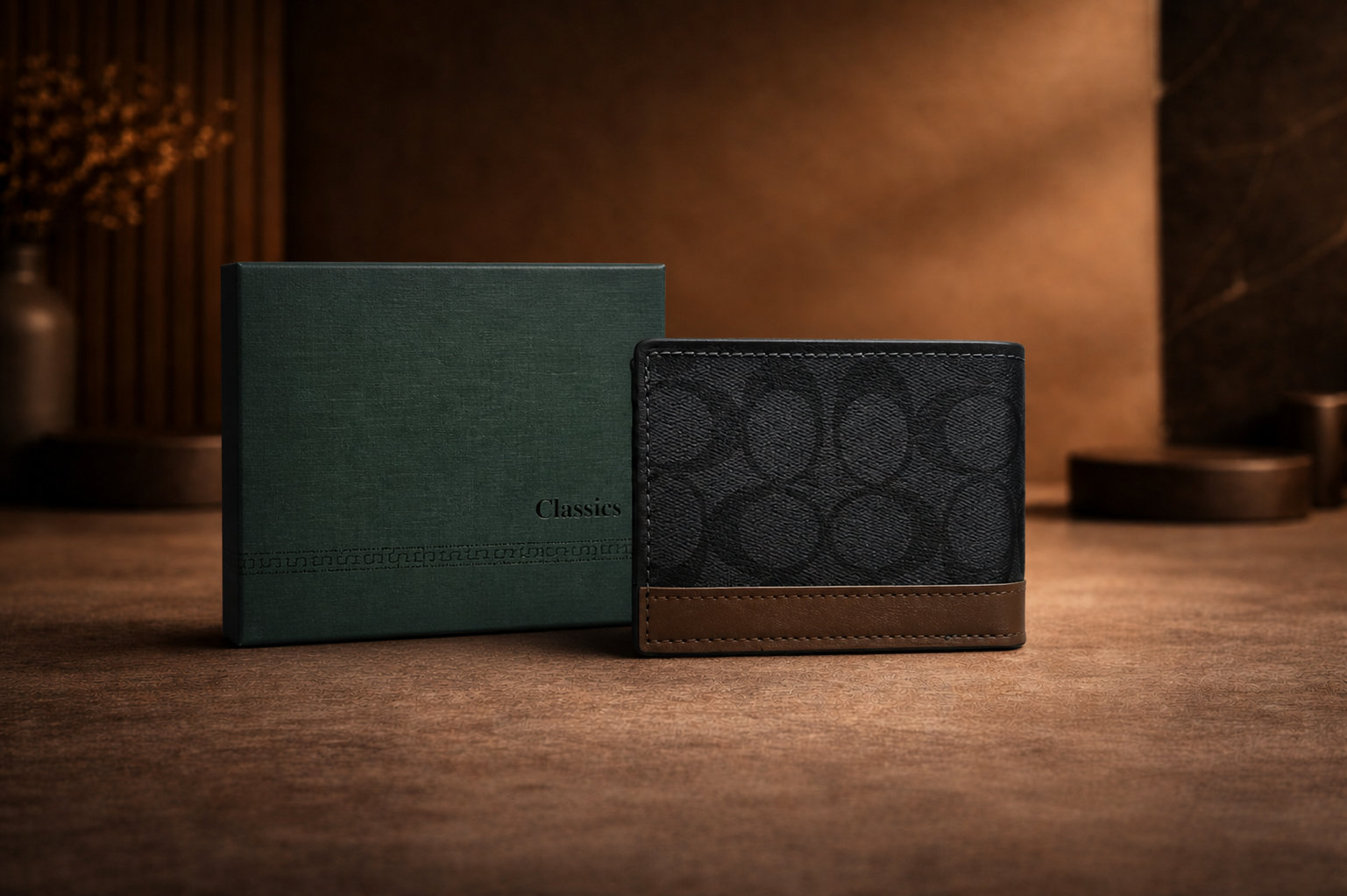 Classic O  Leather Wallet with Box