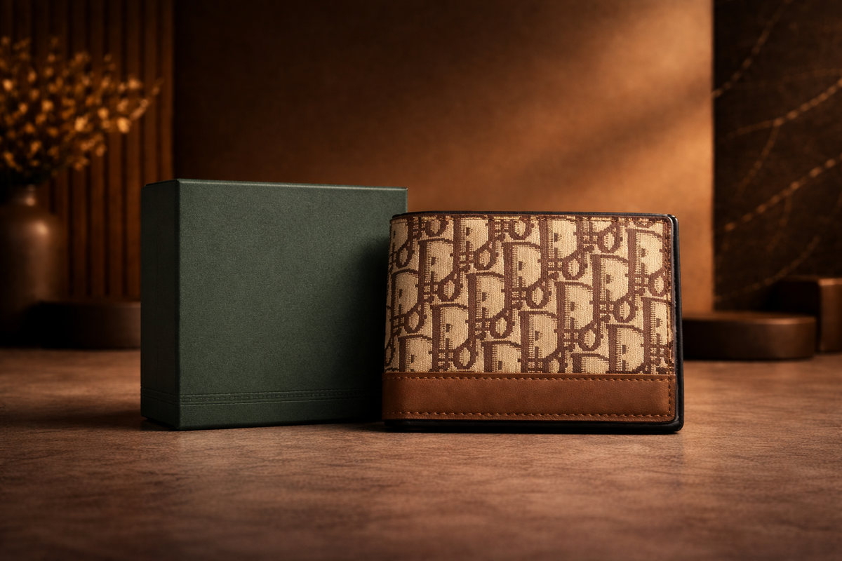 Classic D-Brown Leather Wallet with Box - Pockethub Classic Edition