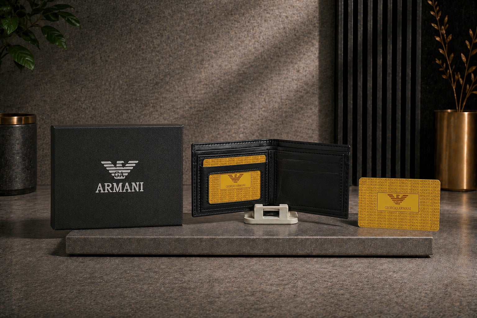 Luxury Leather Armani Wallet with Box - PocketHub Special edition