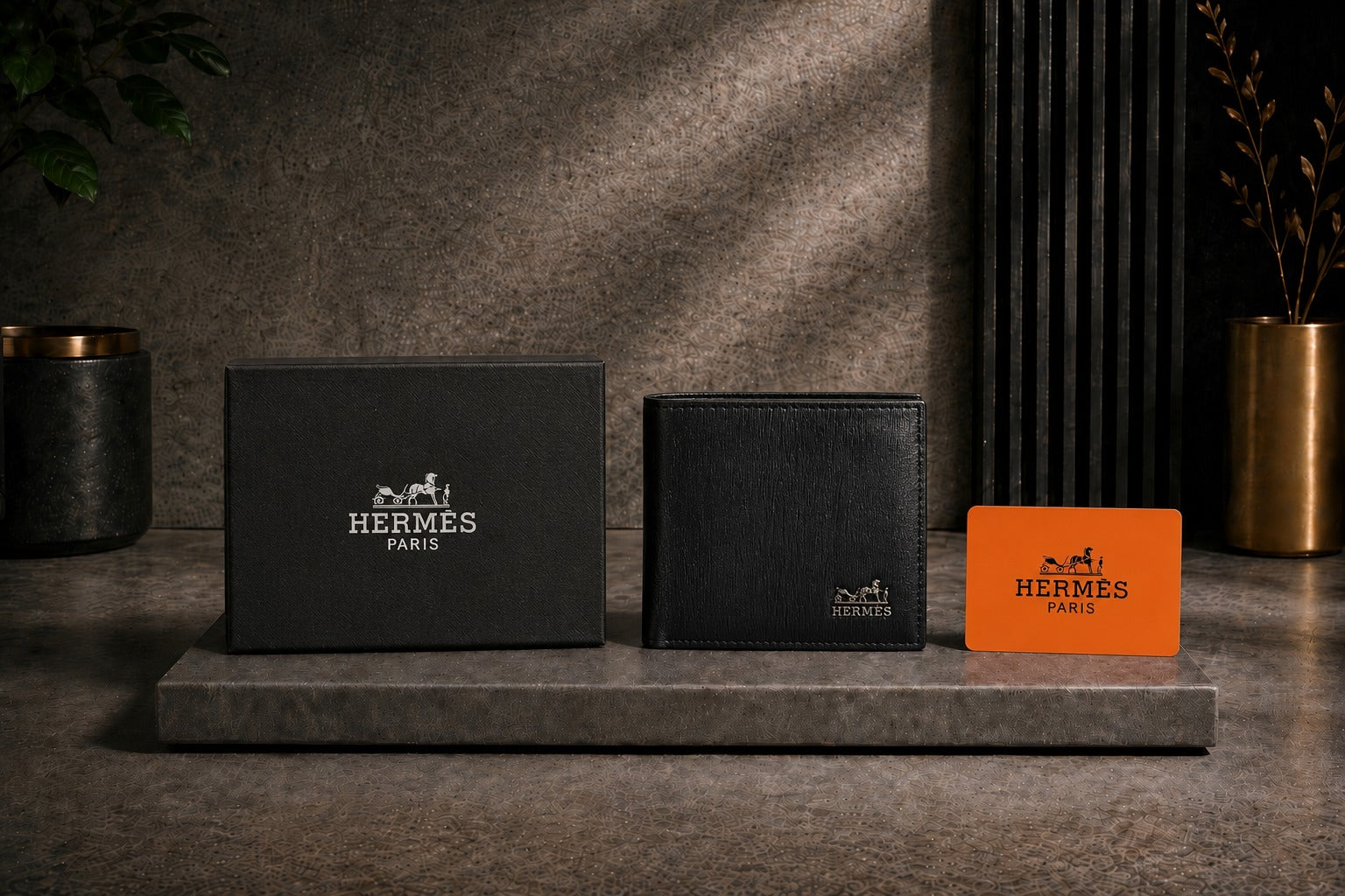 Luxury Leather Hermes Wallet with Box - PocketHub Special edition