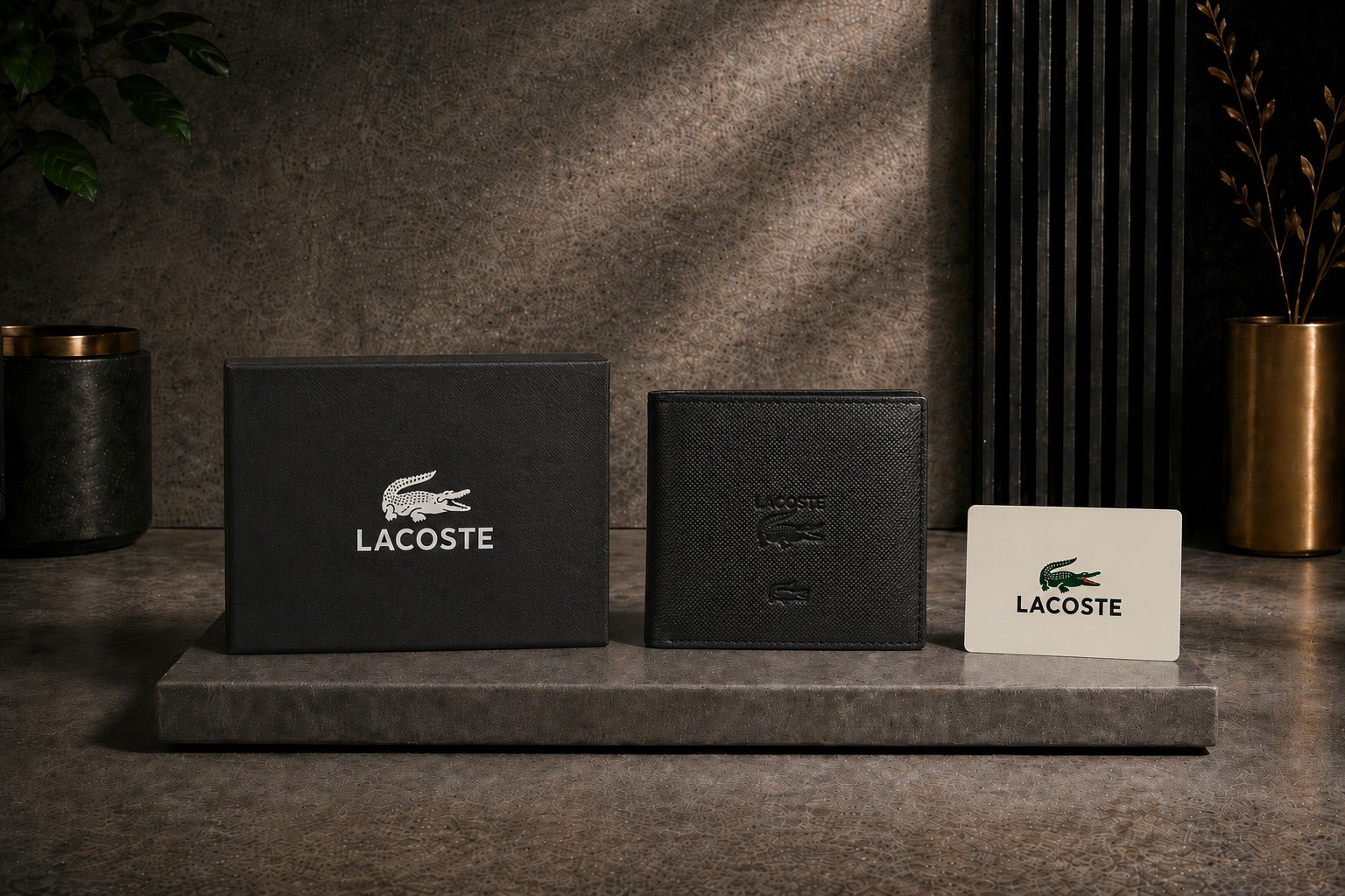 Luxury Leather Black Lacoste Wallet with Box - PocketHub Special edition