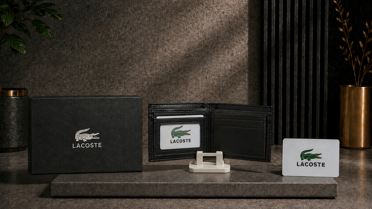 Luxury Leather Black Lacoste Wallet with Box - PocketHub Special edition