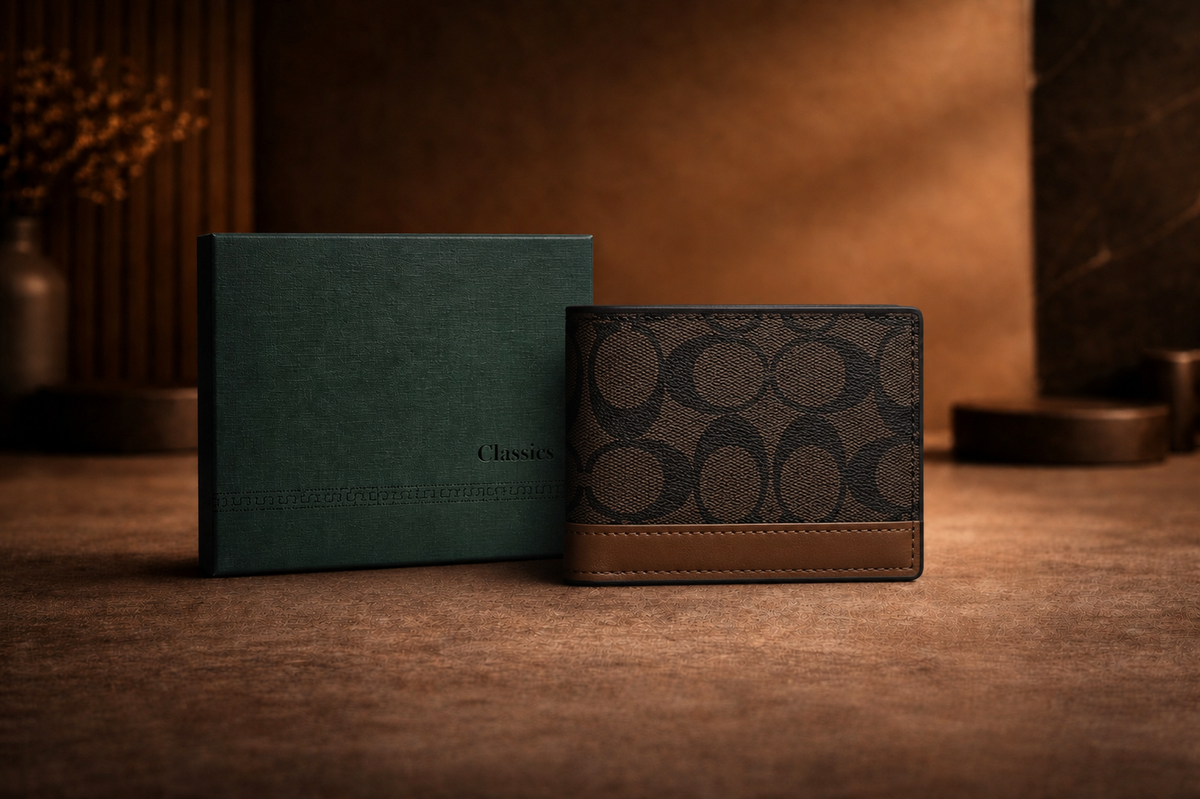 Classic O  Leather Wallet with Box